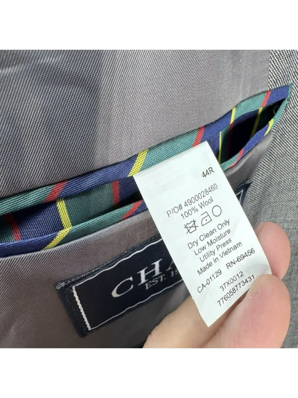 Chaps Blazer Mens 44R Gray 100% Wool Two Button Sport Coat Jacket Suit Separate